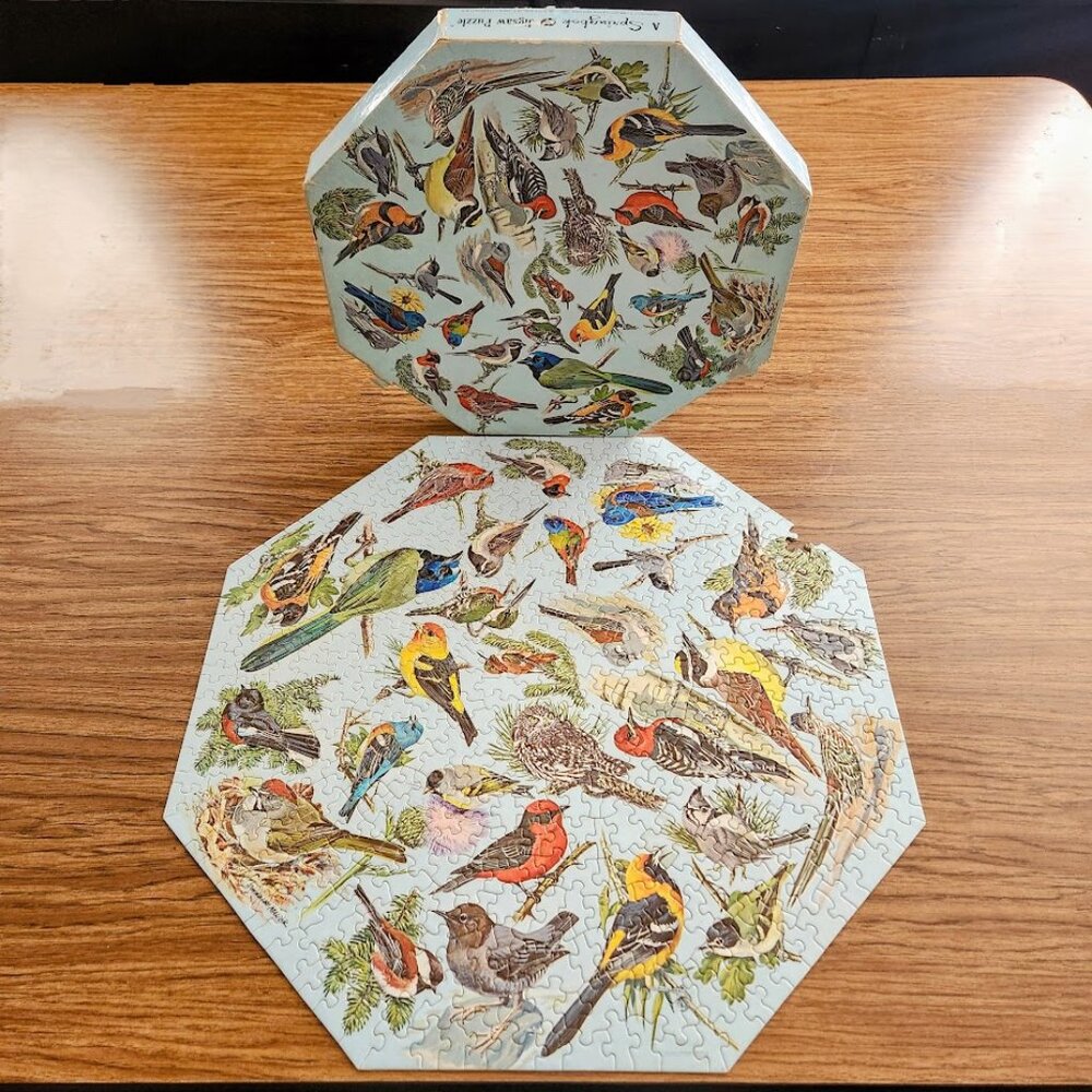 Vintage 500 Piece 1968 Springbok Octagon Puzzle Western Birds by Malick PZL 8015